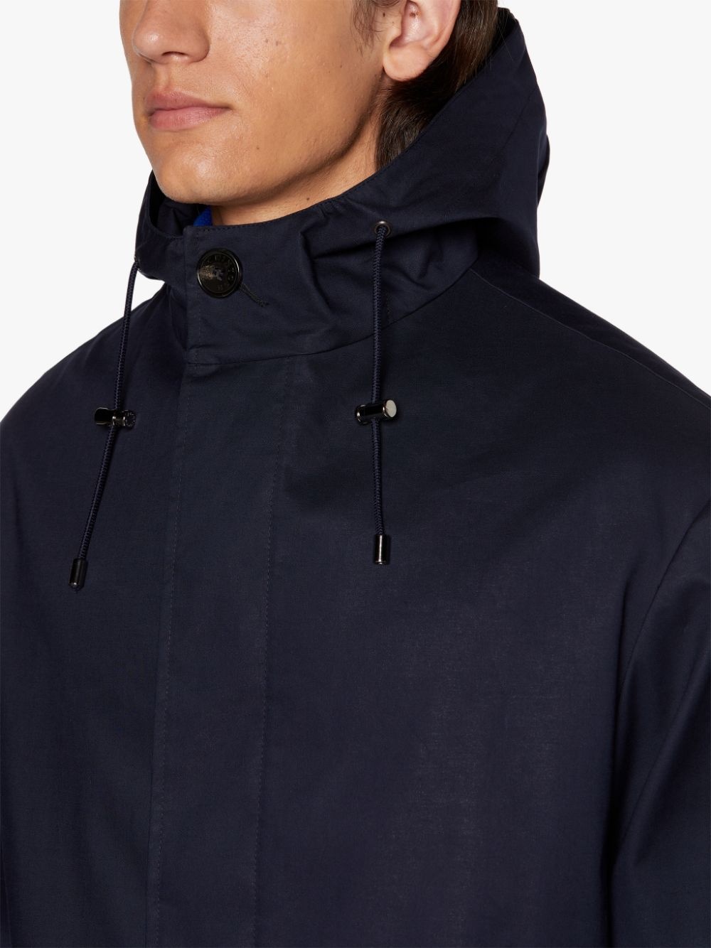 WOLFSON NAVY RAINTEC COTTON LONG HOODED COAT | GMC-110 - 5