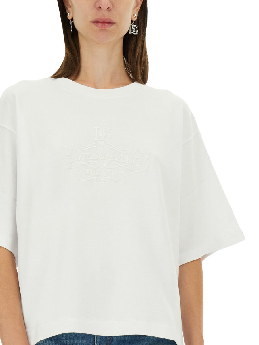 Dolce & Gabbana Women T-Shirt With Lettering Logo - 4