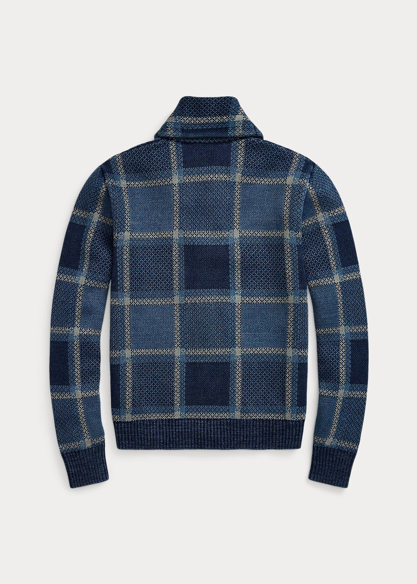 Indigo Plaid Cotton-Linen Cardigan - 2