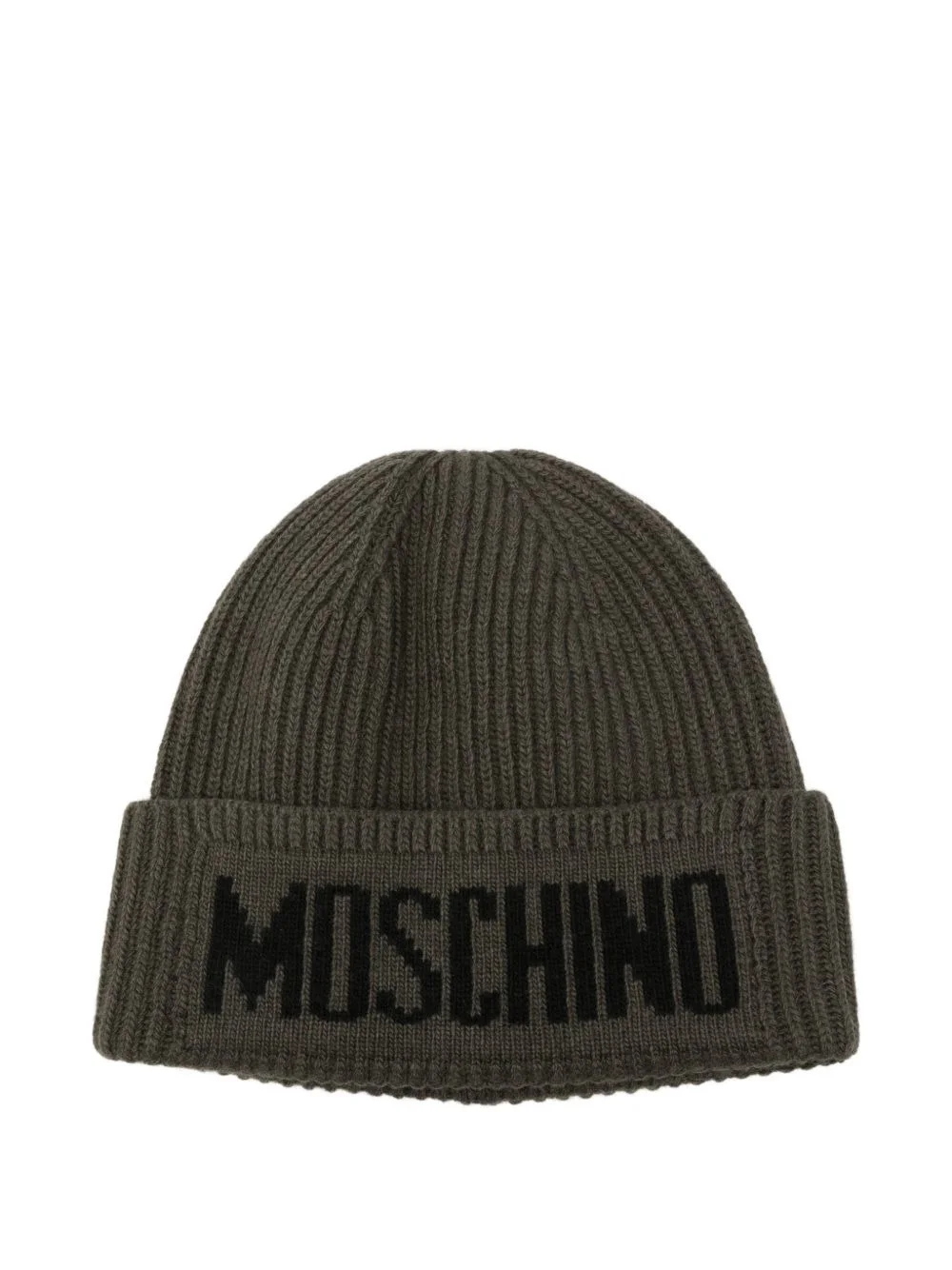 logo-intarsia ribbed-knit beanie hat - 1