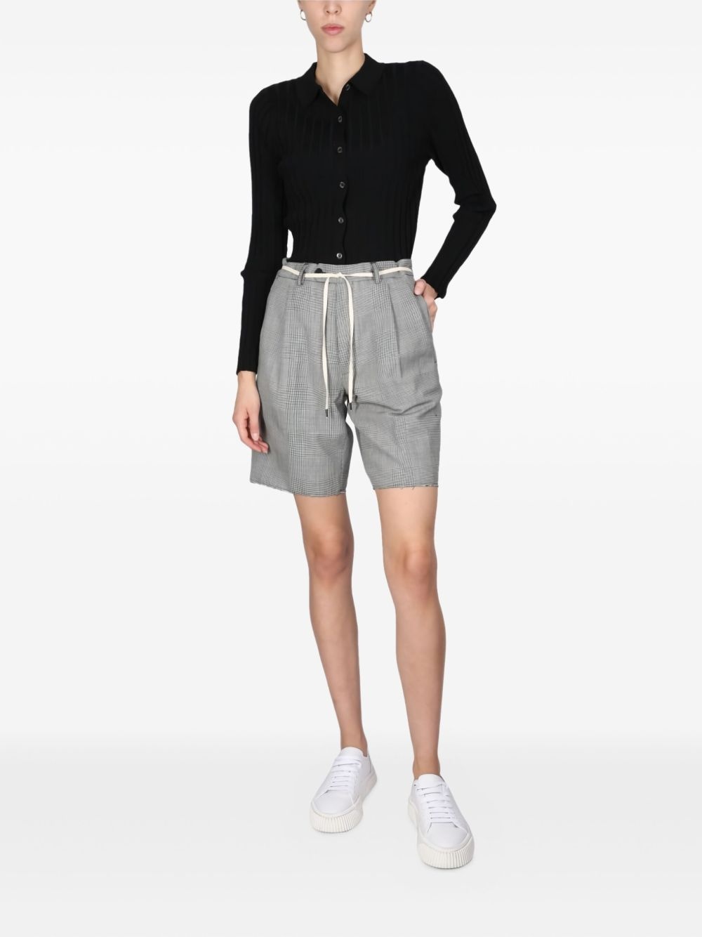 pleated check-pattern shorts - 2