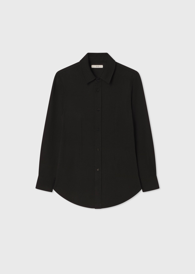 Fitted Collared Shirt in Viscose Twill 1