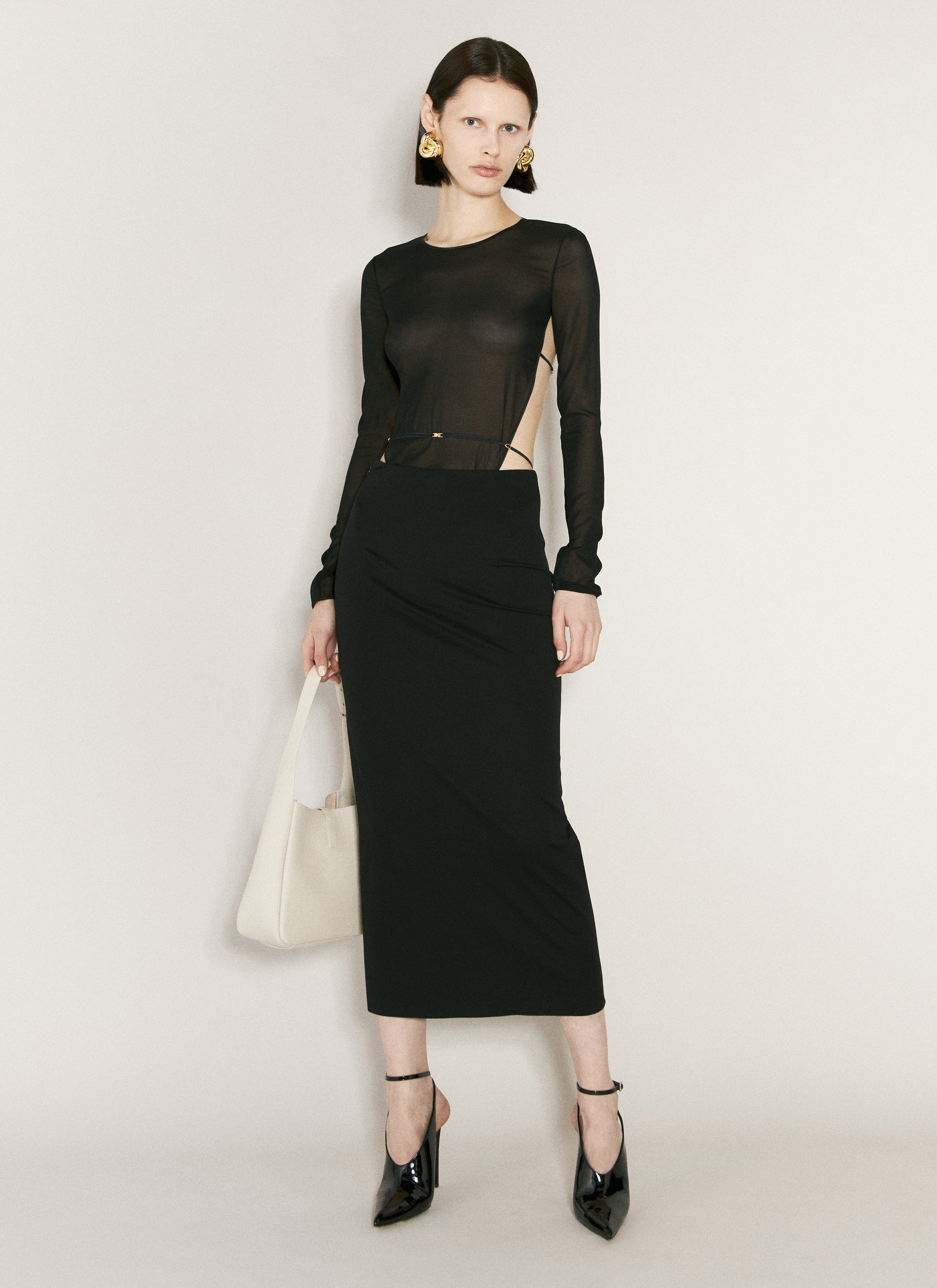 Long-Sleeve Georgette Bodysuit - 4
