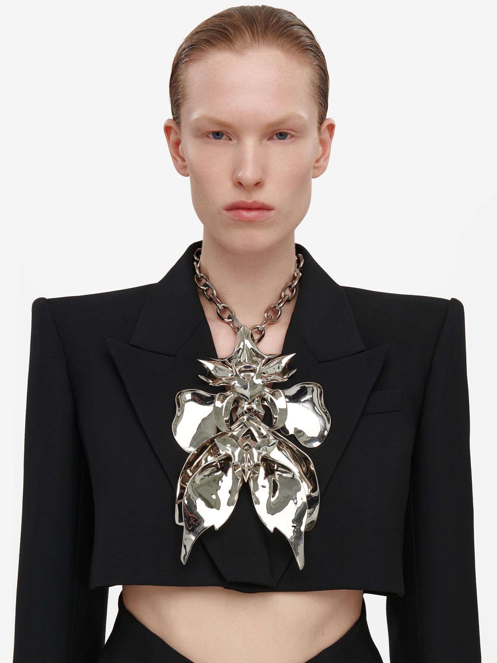 Women's Orchid Necklace in Antique Silver - 4