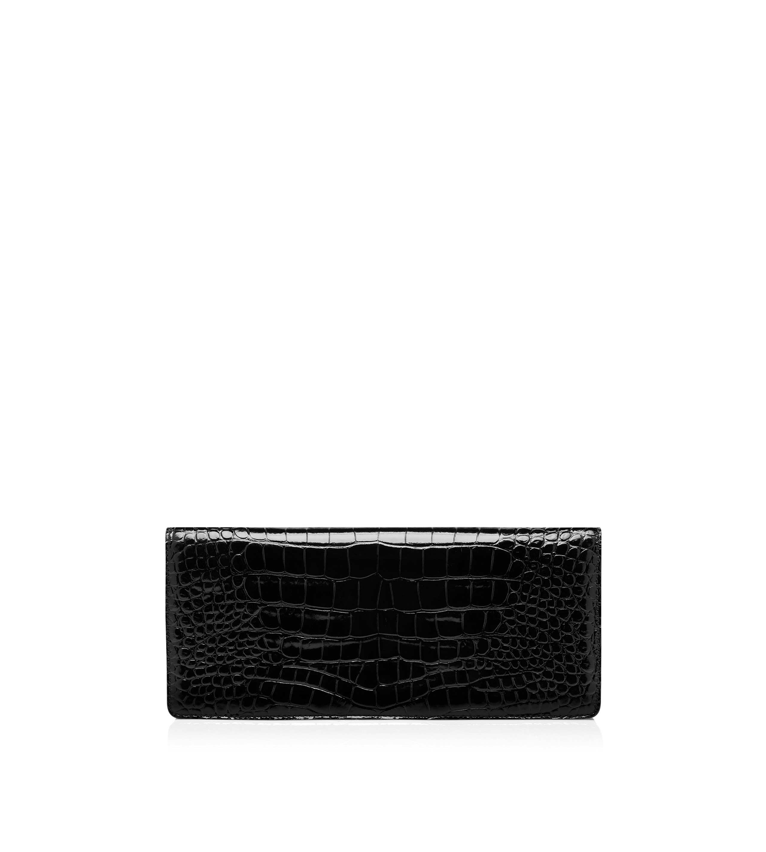SHINY STAMPED CROCODILE LEATHER WALLIS CLUTCH - 3