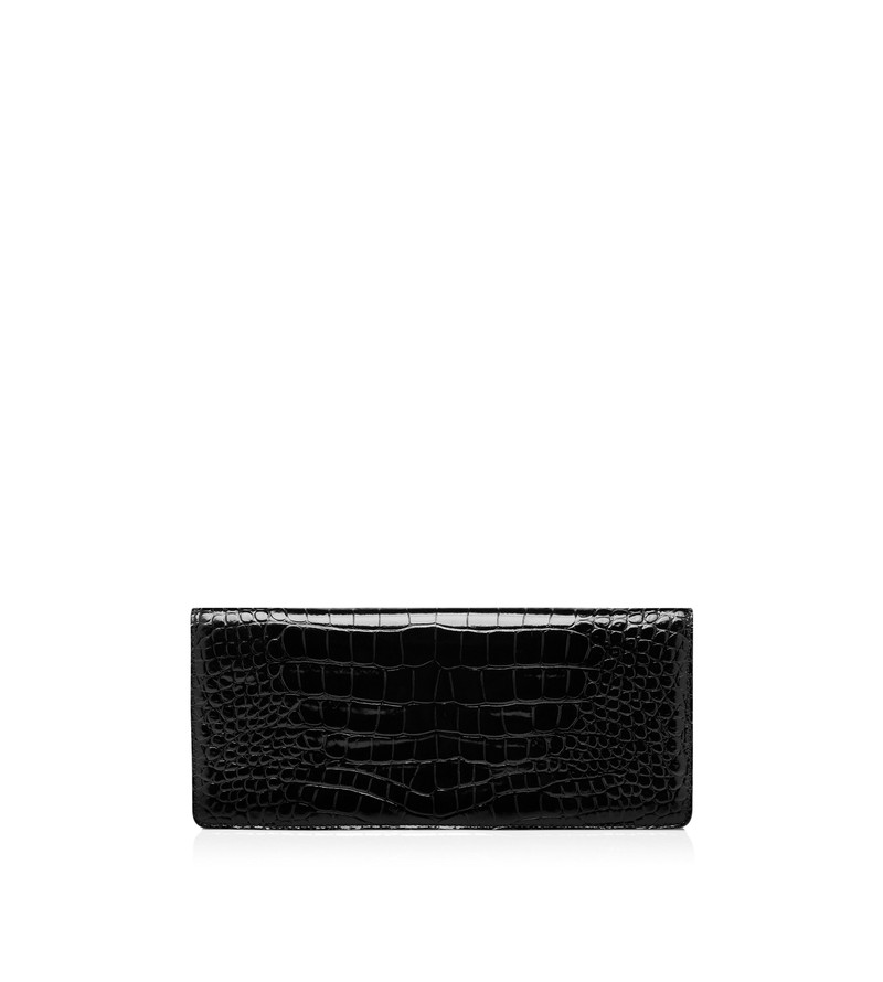 SHINY STAMPED CROCODILE LEATHER WALLIS CLUTCH 3