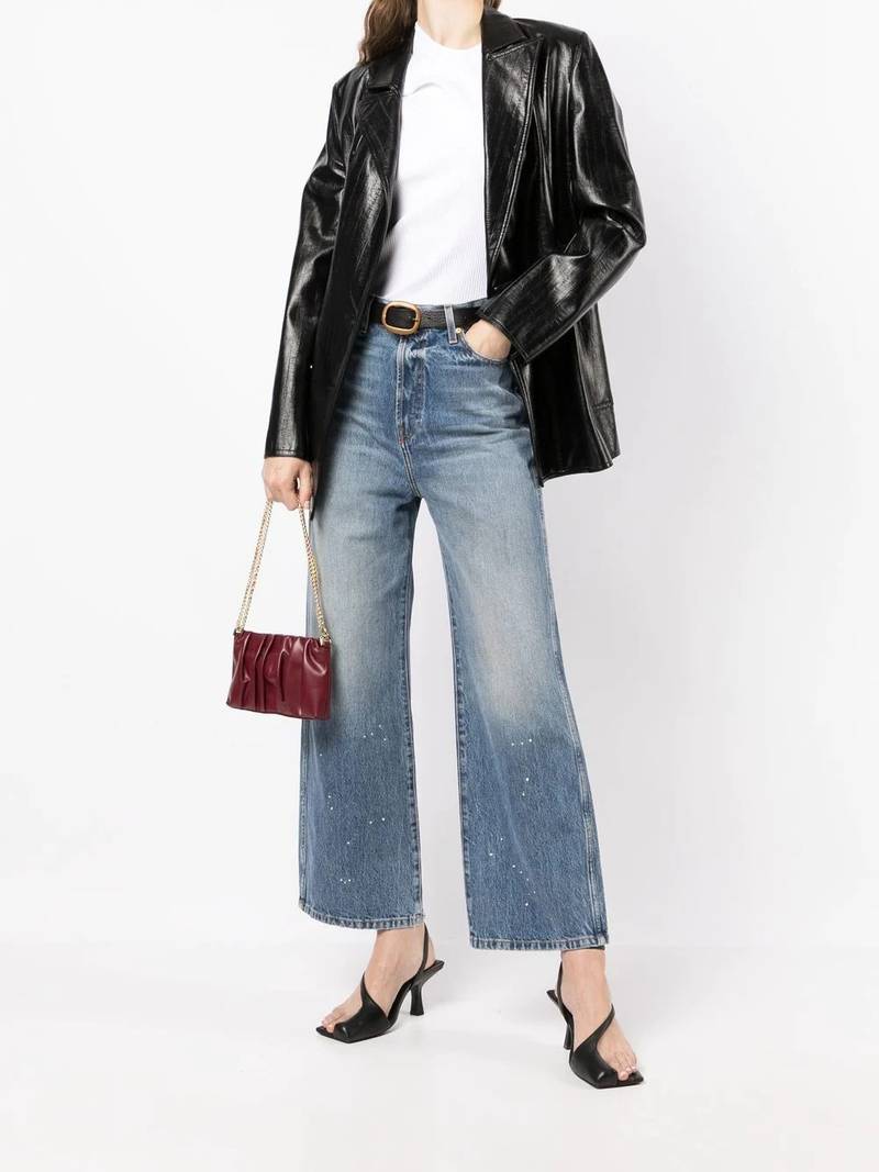 KHAITE paint-splatter wide-leg jeans outlook