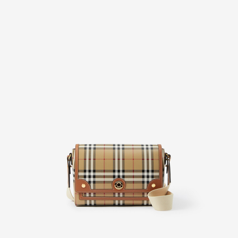 Check and Leather Note Bag - 1