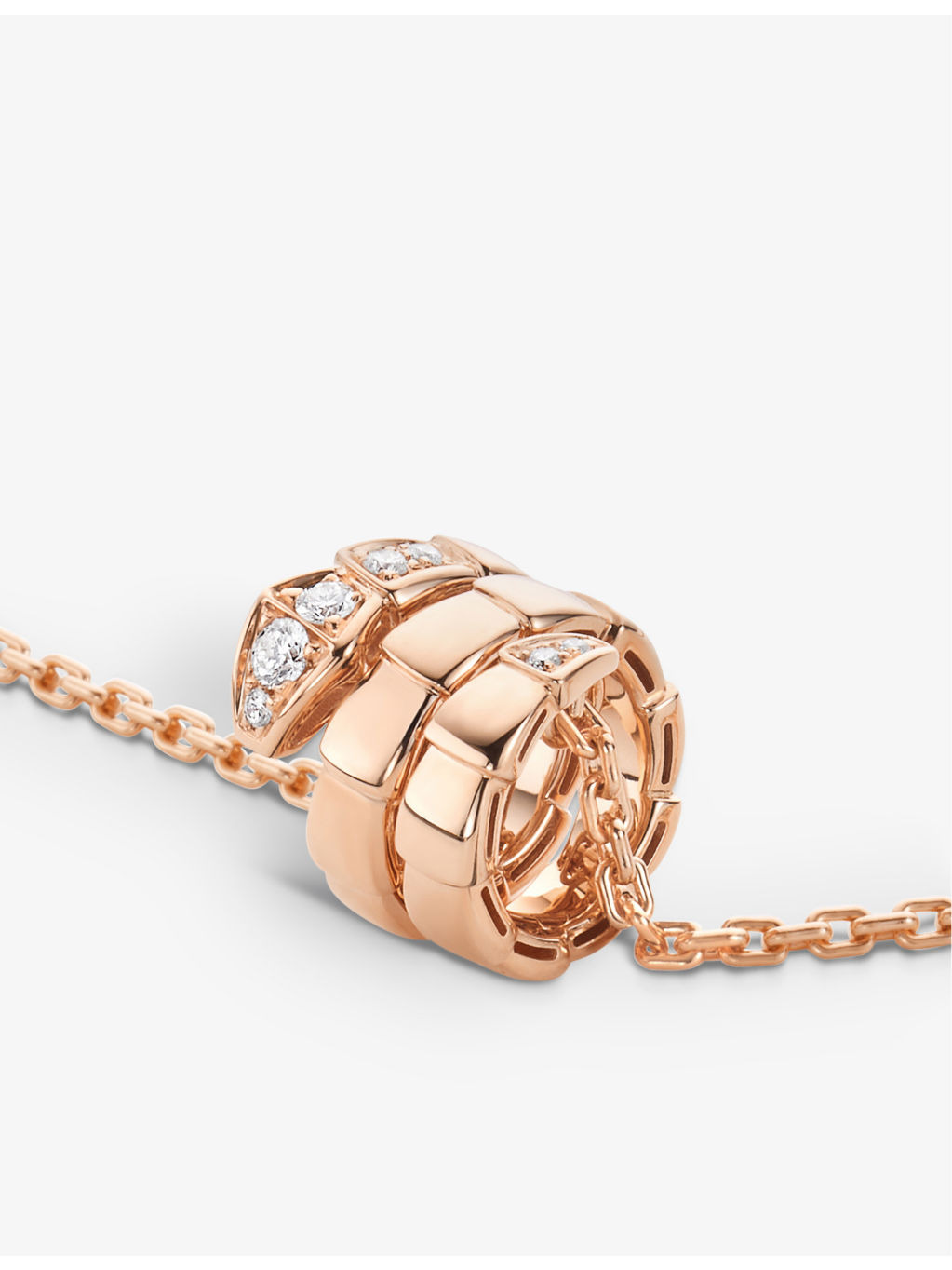 Serpenti Viper 18ct rose-gold and 0.13ct round-cut diamond pendant necklace - 3