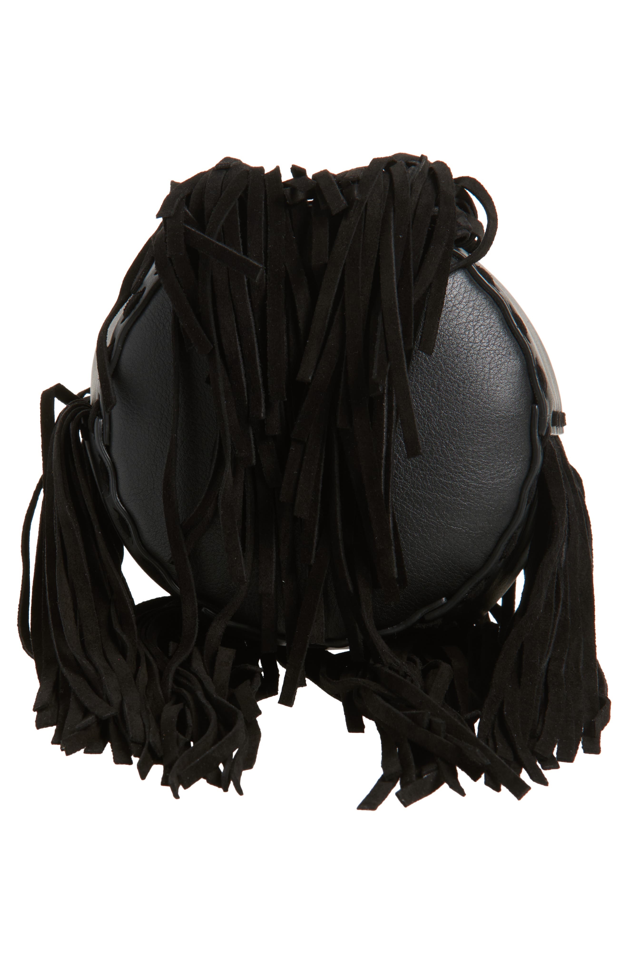Valentino Garavani Small Nellcôte Fringed Leather Bucket Bag in Black at Nordstrom - 7