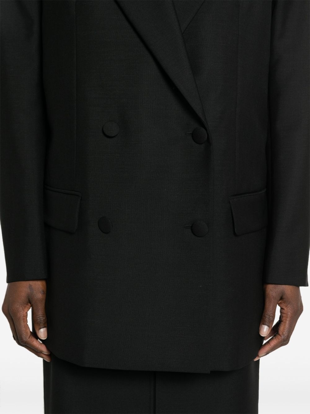 double-breasted wool-blend blazer - 5