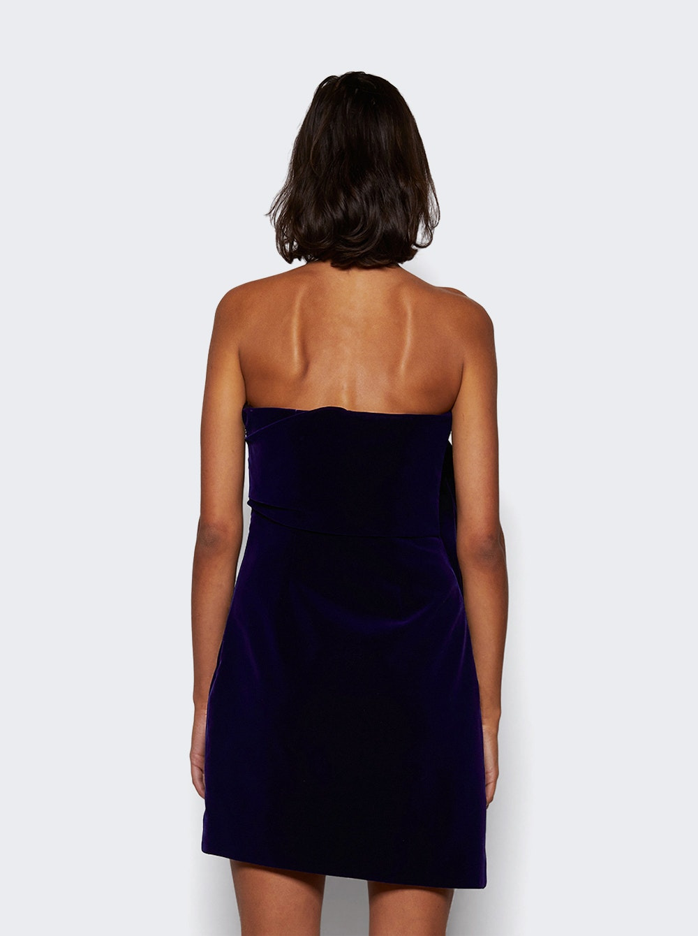 Velvet Dress With Oversized Bow Dark Navy - 5