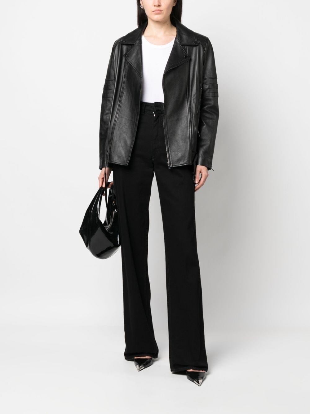 off-centre zip-fastening leather jacket - 2