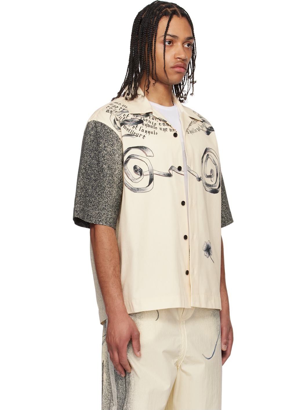 Beige 'The Multi-Tattoo' Bowling Shirt - 2