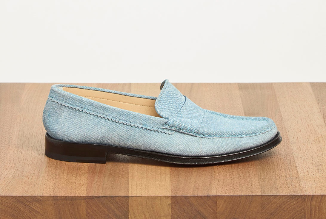 Seren Loafer in Light Blue Suede Denim - 5