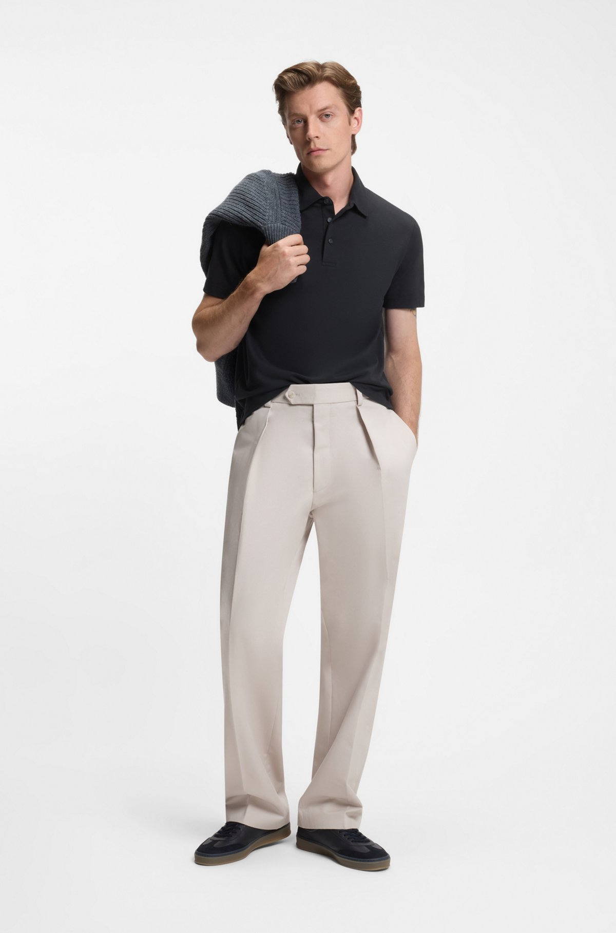 BECKHAM X BOSS POLO SHIRT IN COTTON AND SILK - 4