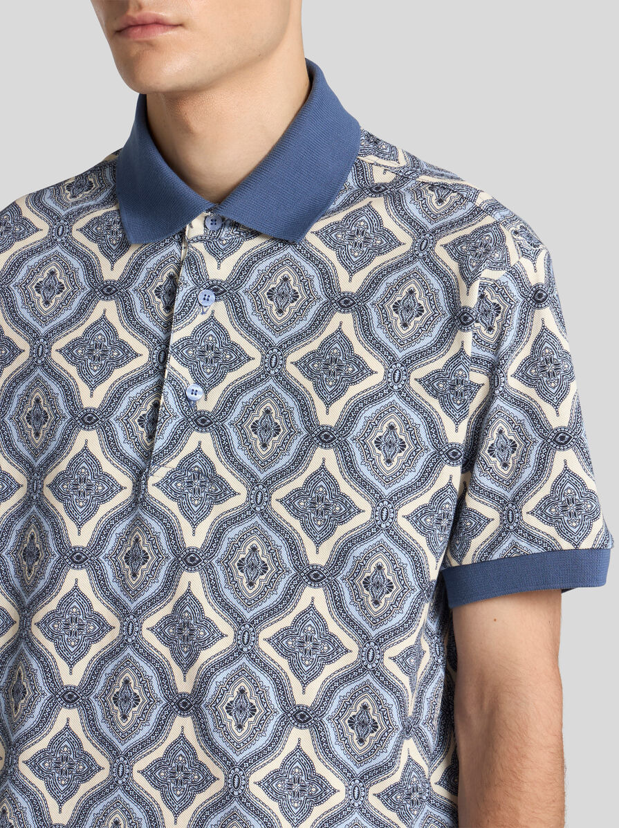 GEOMETRIC-PATTERNED COTTON POLO SHIRT - 3