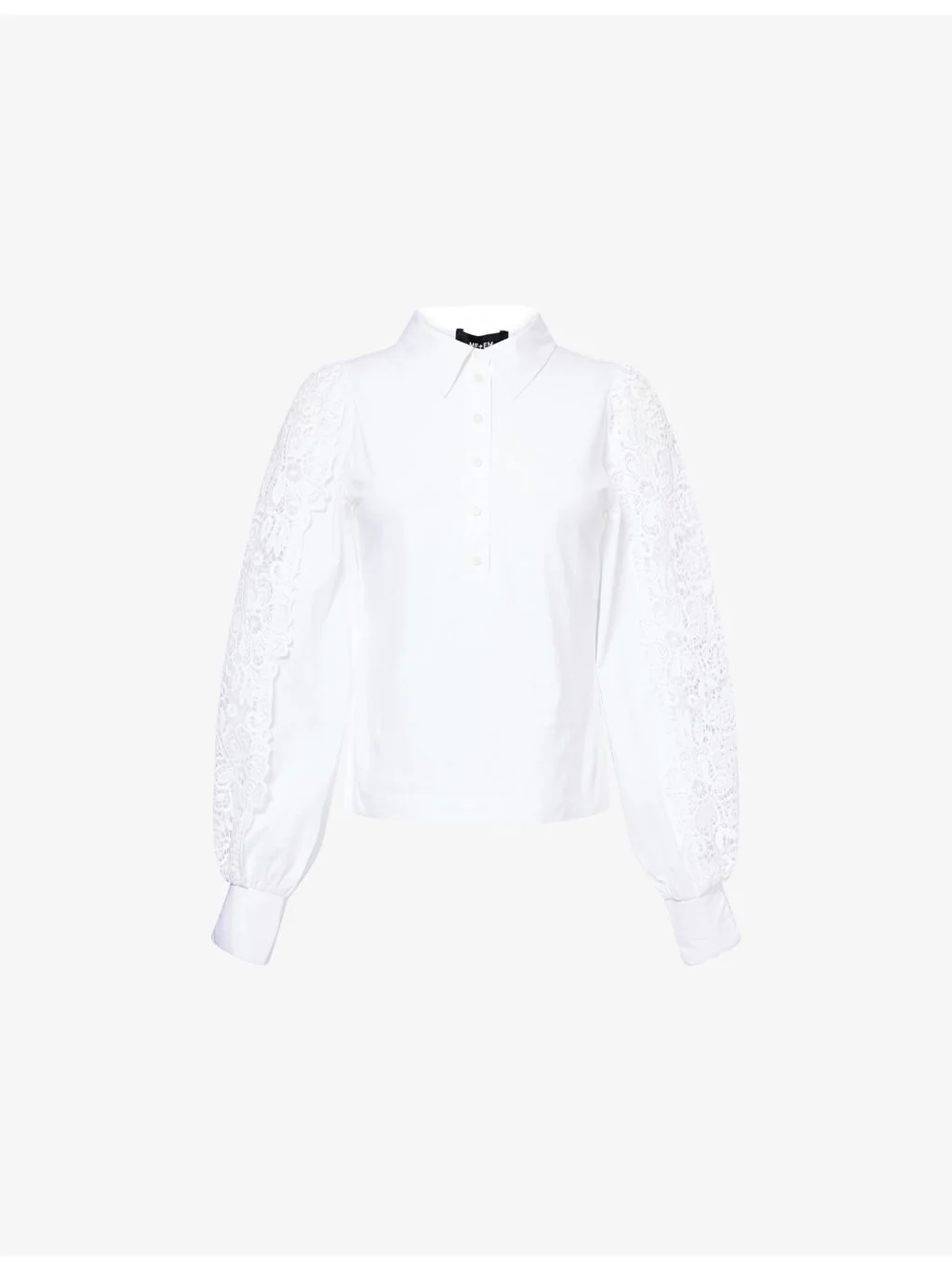 Layering Lace-Embroidery Cotton-Jersey Shirt - 1