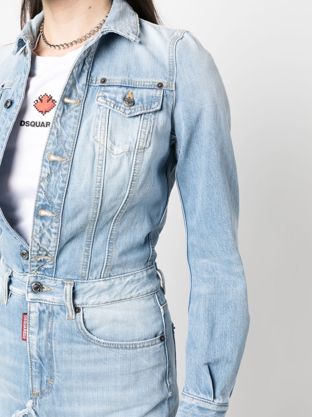 distressed denim dress - 5