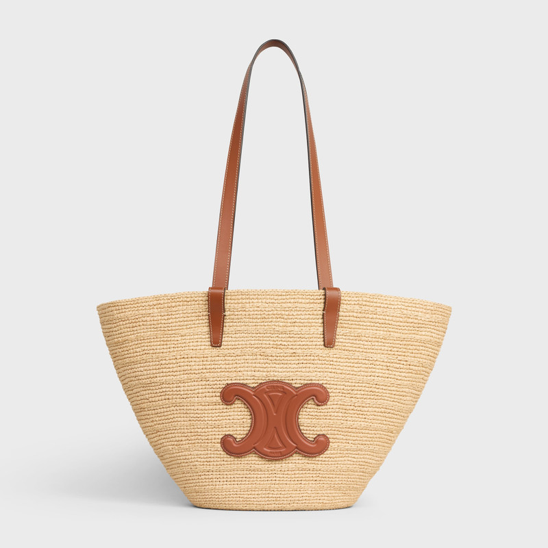 MEDIUM SUPPLE CELINE CLASSIC PANIER in Raffia and calfskin 1