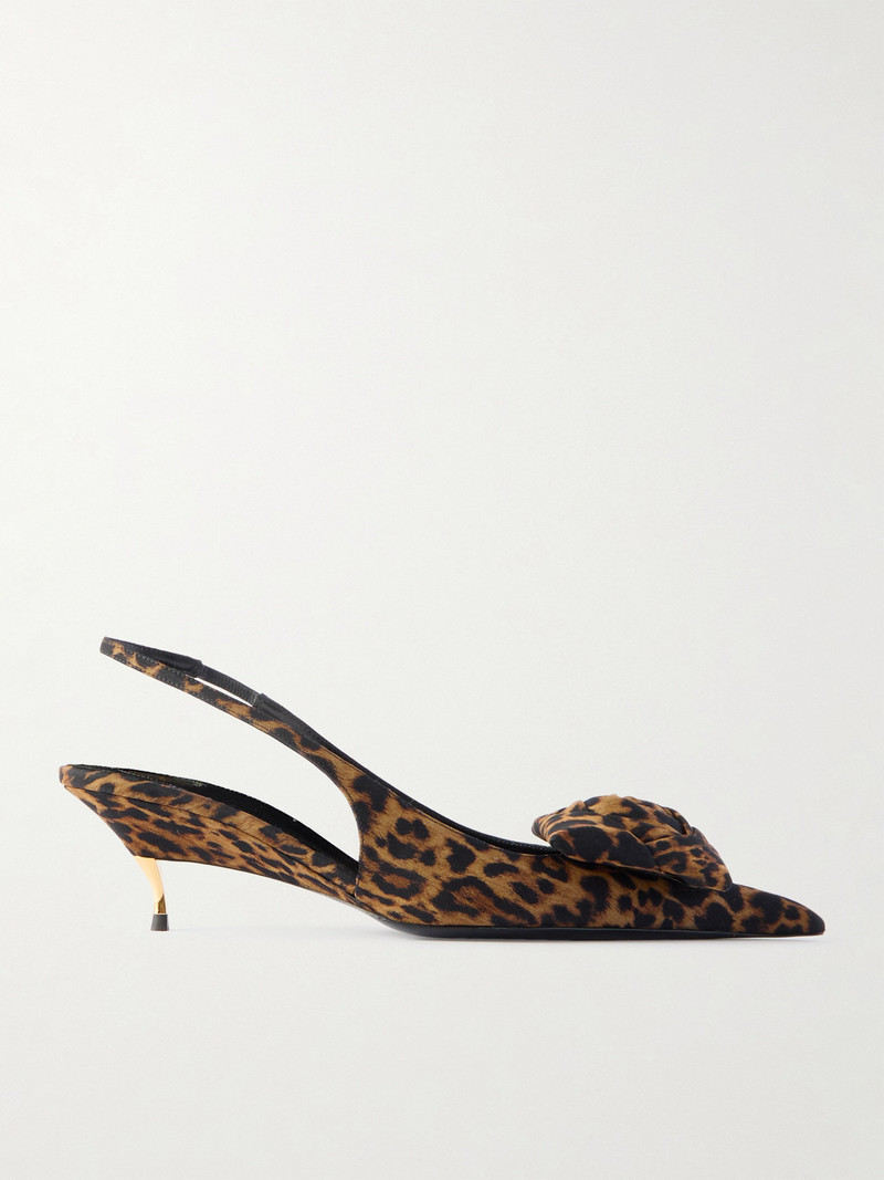 Dakota Appliquéd Leopard-print Mousseline Slingback Pumps 1