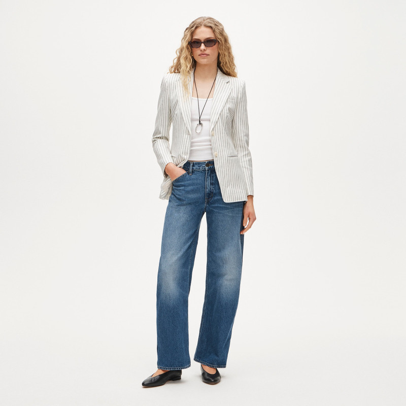 Tall Margeaux blazer in striped stretch linen blend 3