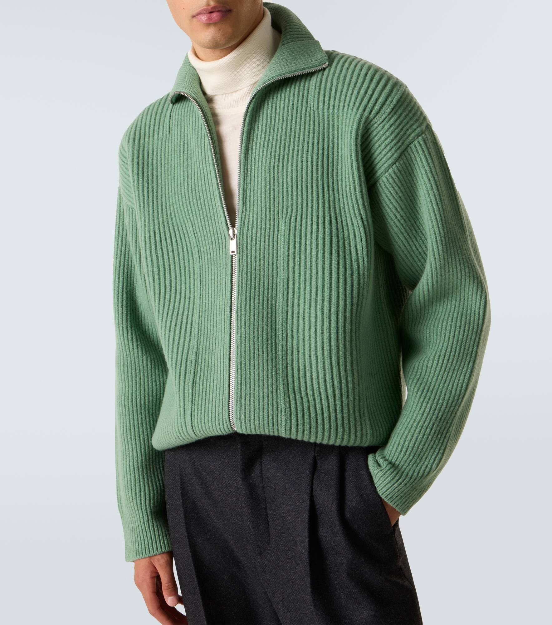 Wool zip-up cardigan - 5