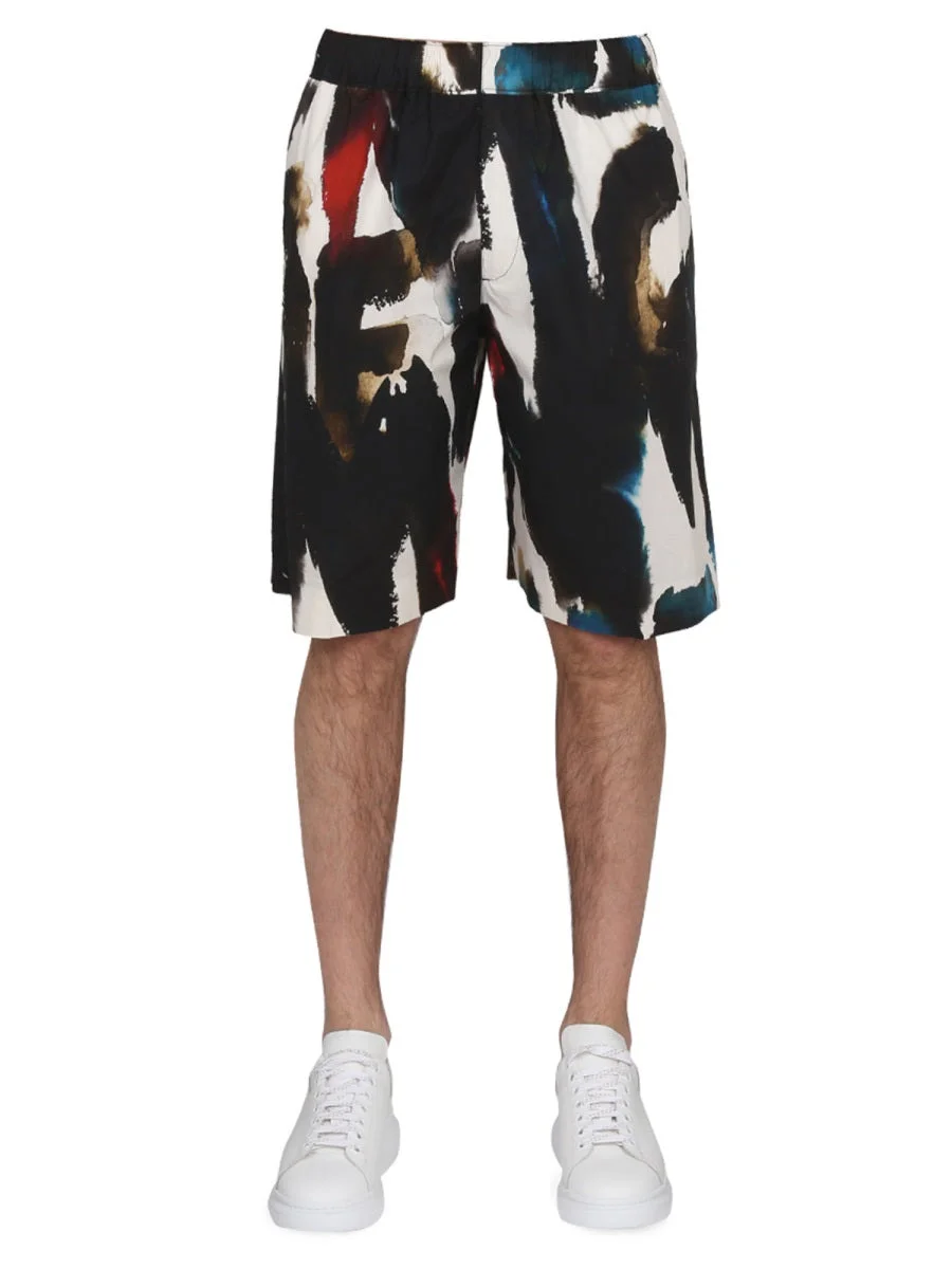 Alexander Mcqueen Men Bermuda With Logo Print - 1