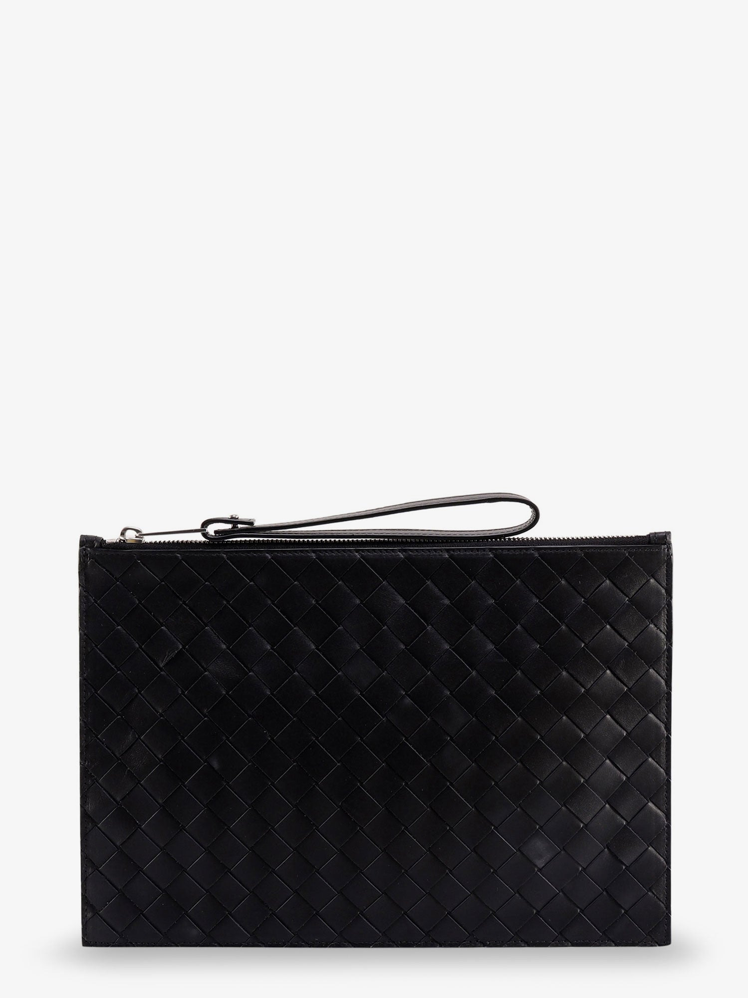 Bottega Veneta Men Leather Clutch With Intrecciato Motif - 1
