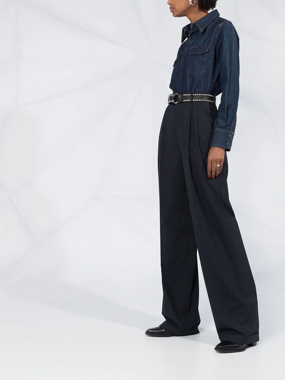 high-waisted pleated trousers - 6