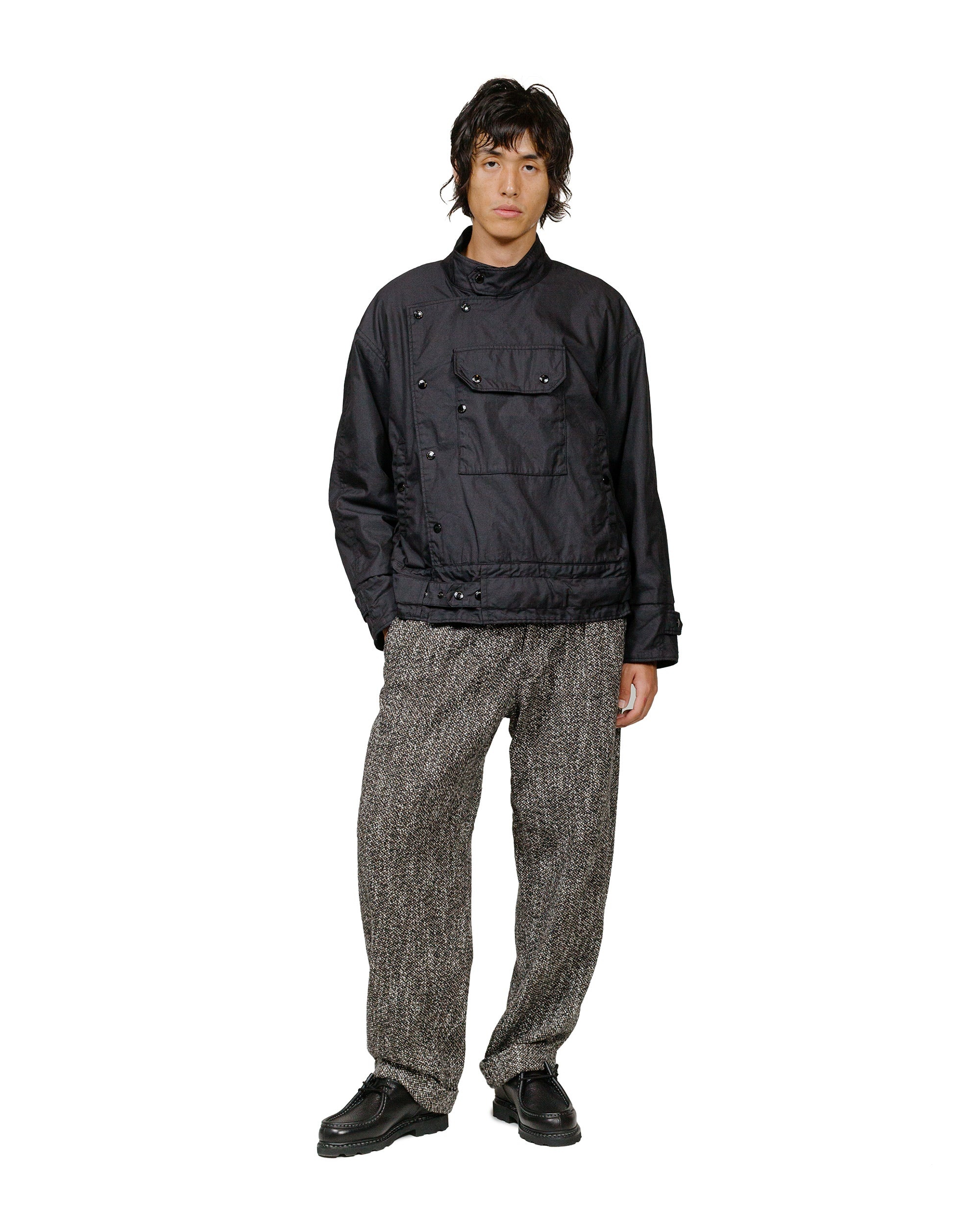 Moto Jacket Black Nylon Cotton Twill - 4