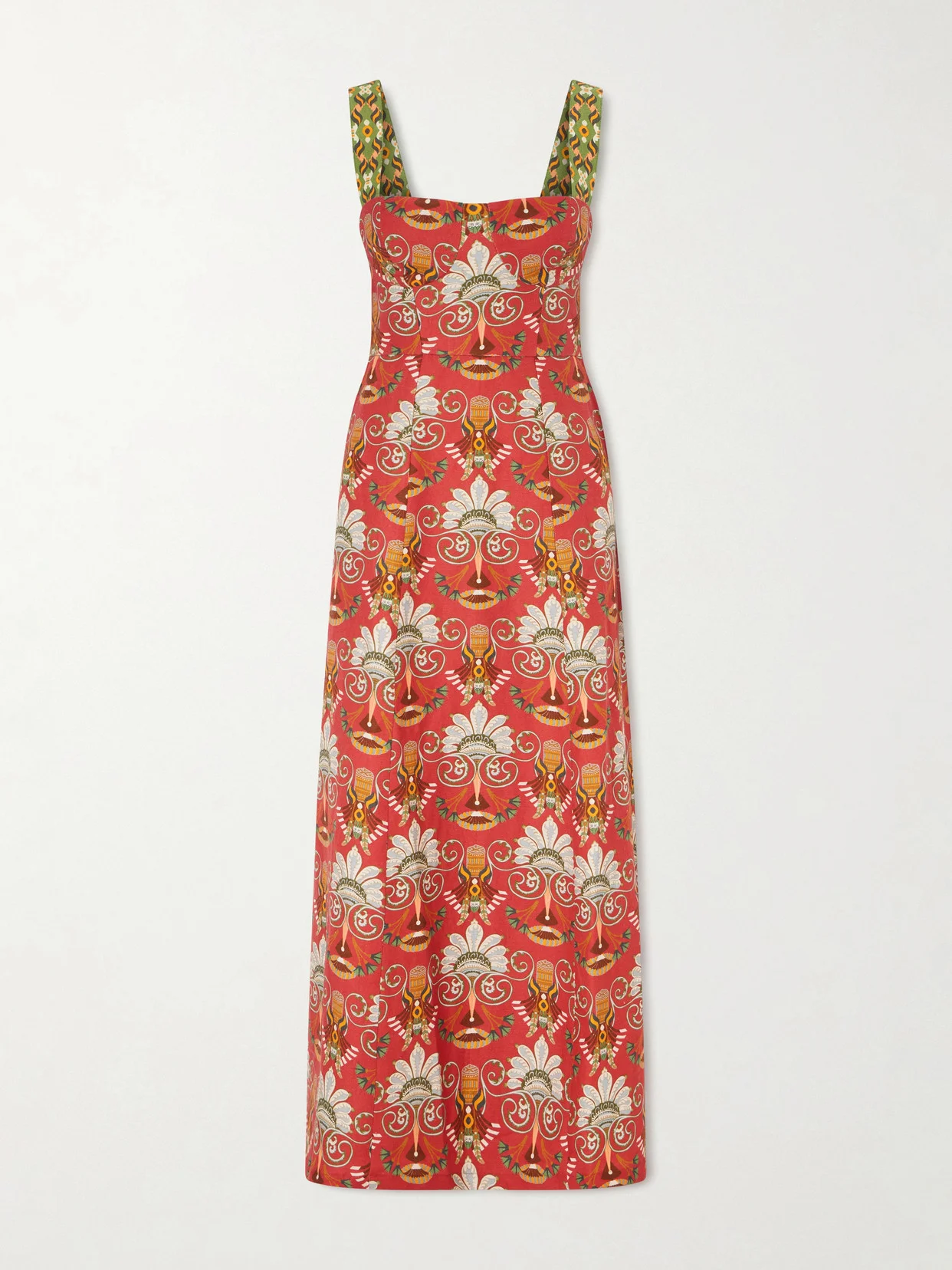 Azzurra Open-back Floral-print Linen And Cotton-blend Midi Dress - 1