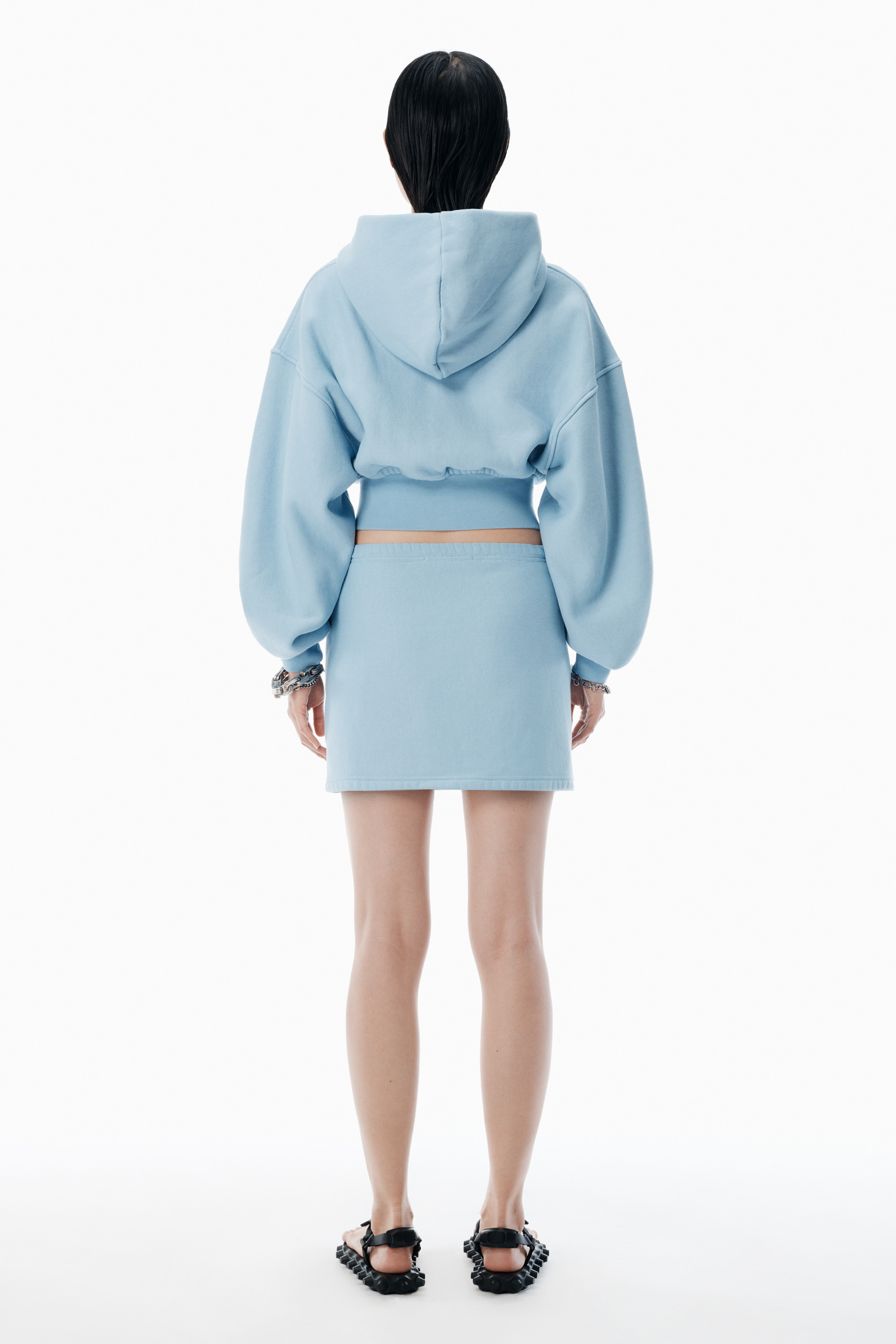 Light Blue Cotton Terry Miniskirt - 4