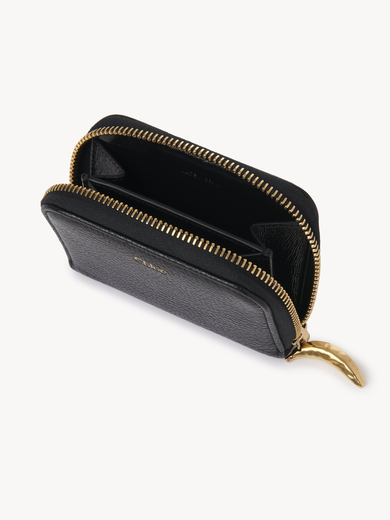 BANANA ZIPPED COIN PURSE IN GRAINED LEATHER - 3