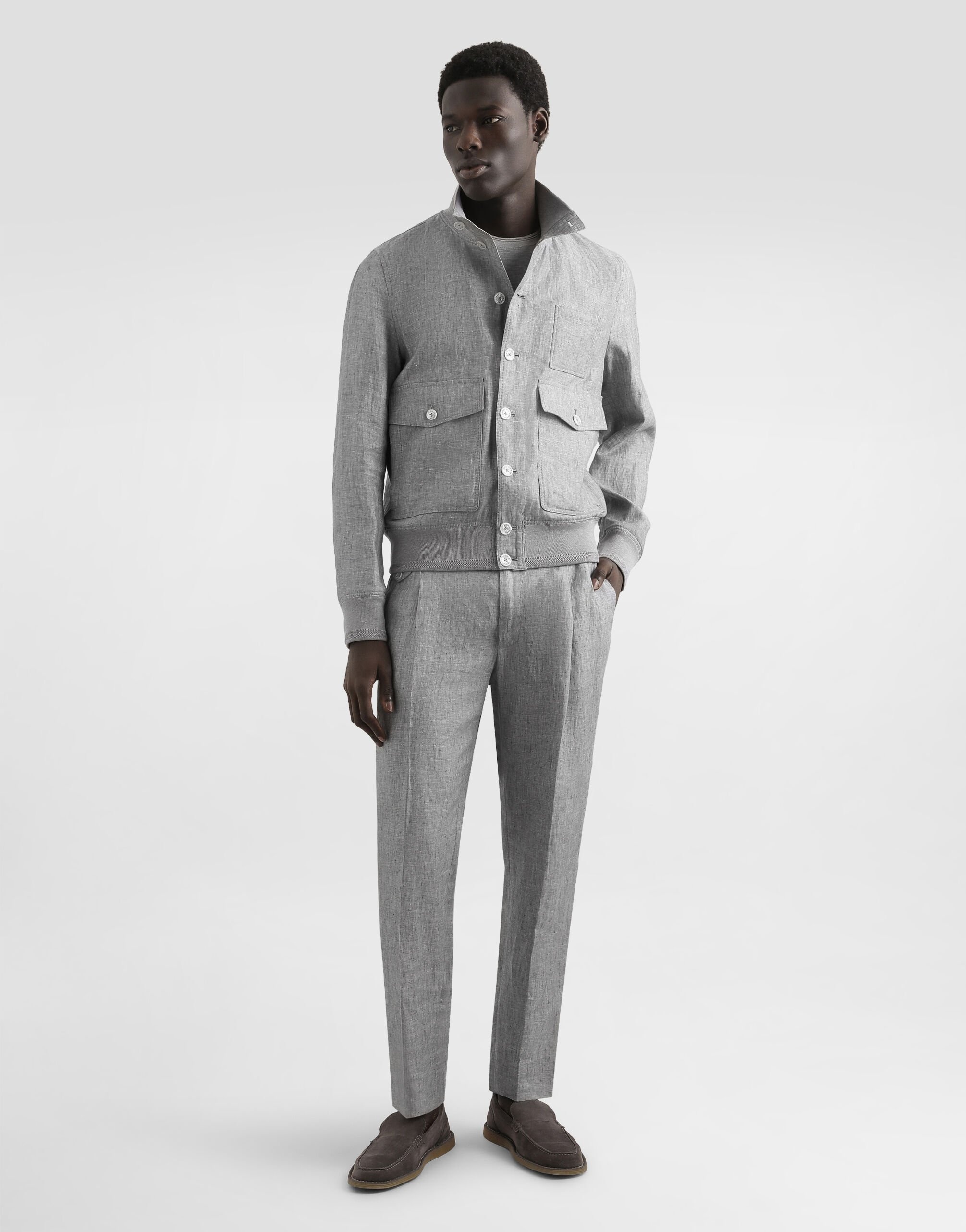 Washed linen canvas trousers - 4