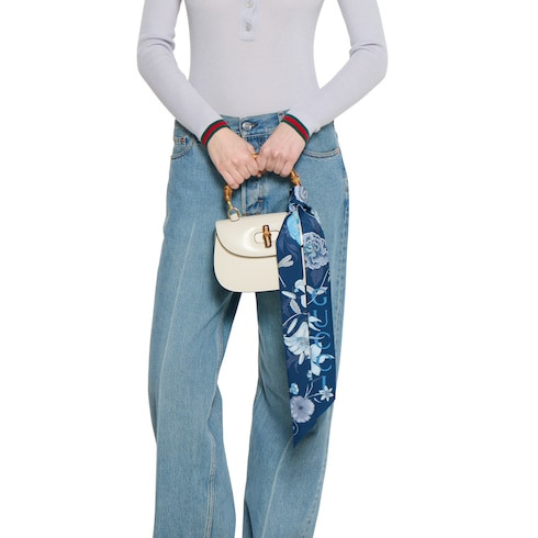 Printed silk twill neck bow - 4