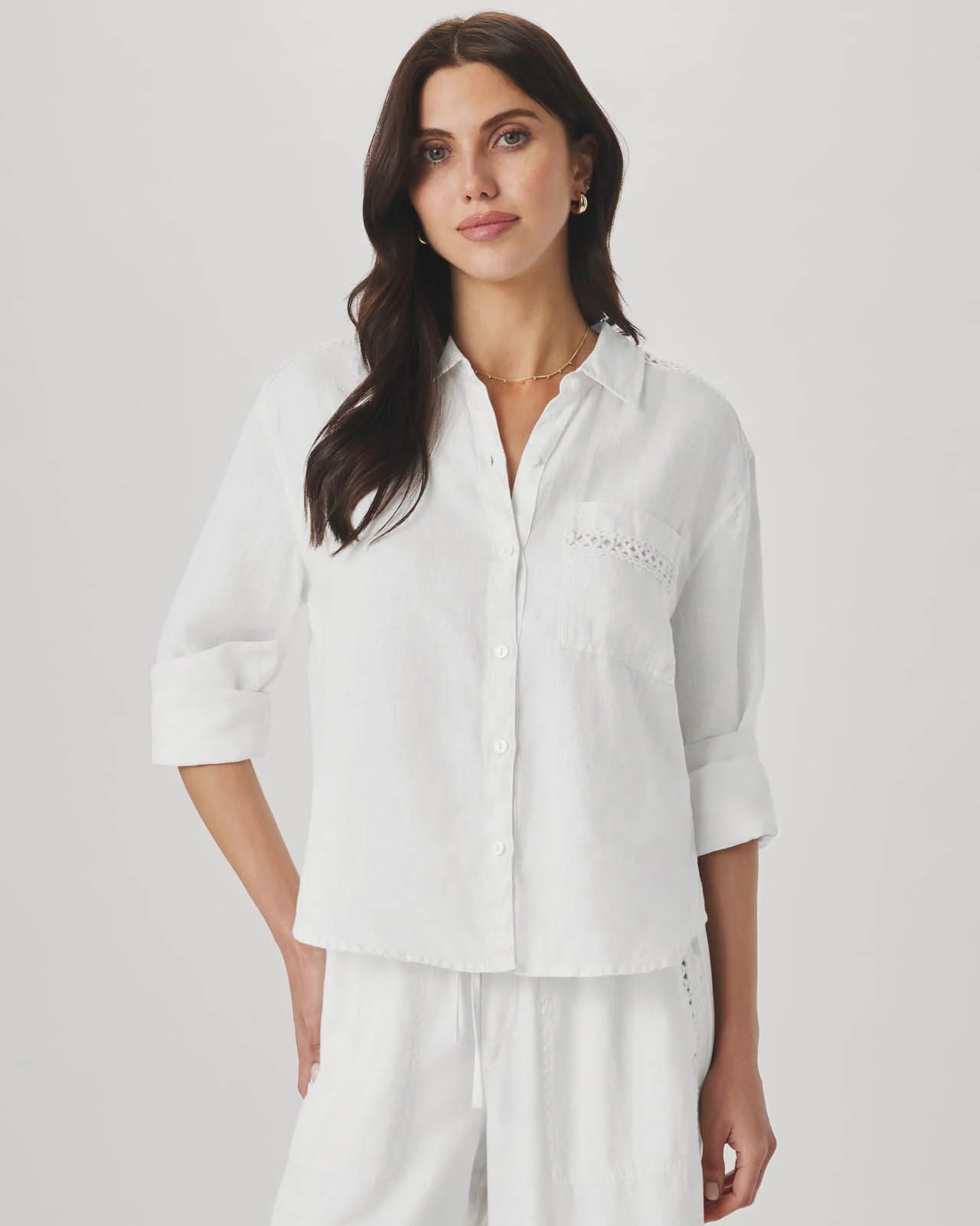 Stella Linen Trim Button Down - 1