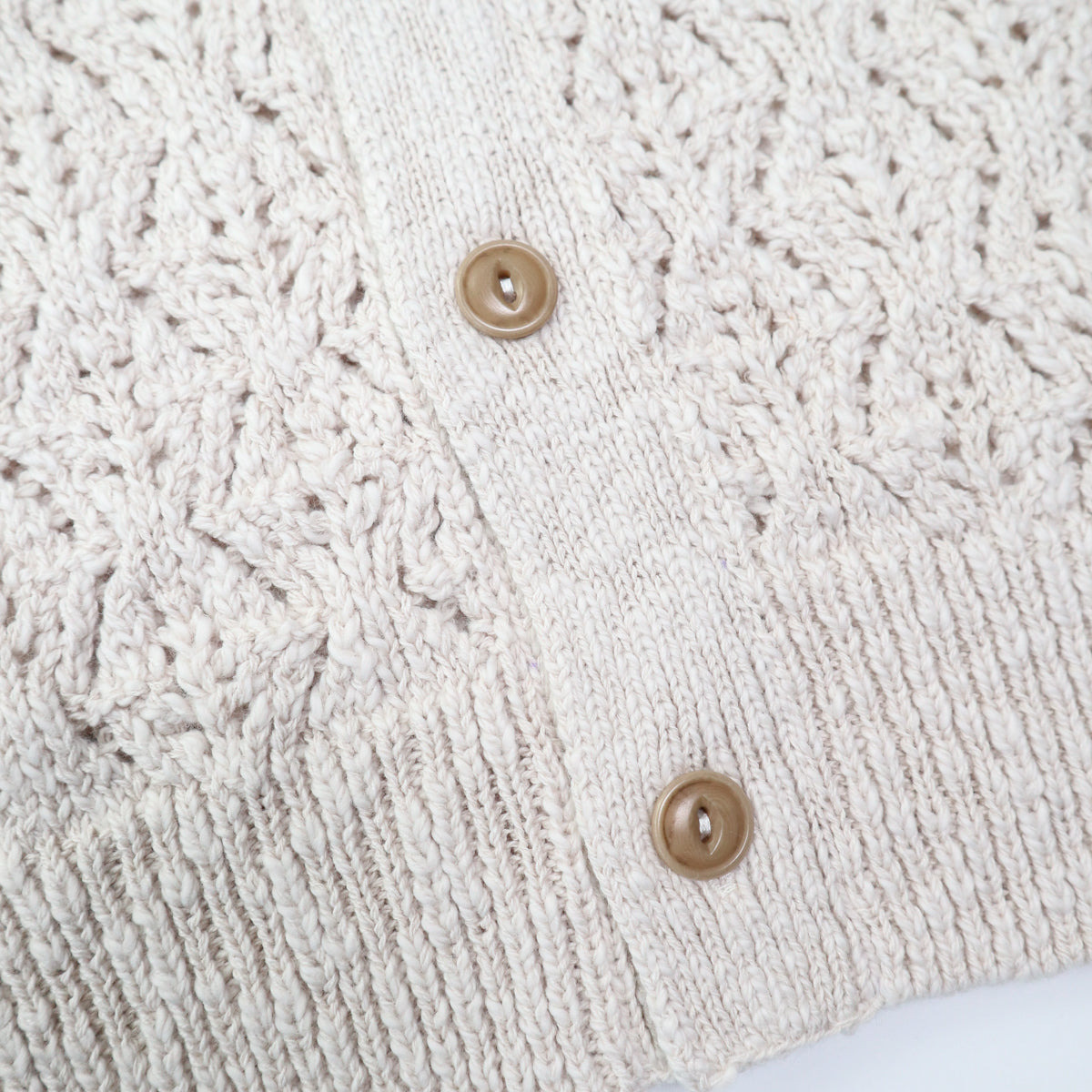 Classic Cardigan Ecru Flamme Lace Knit - 6
