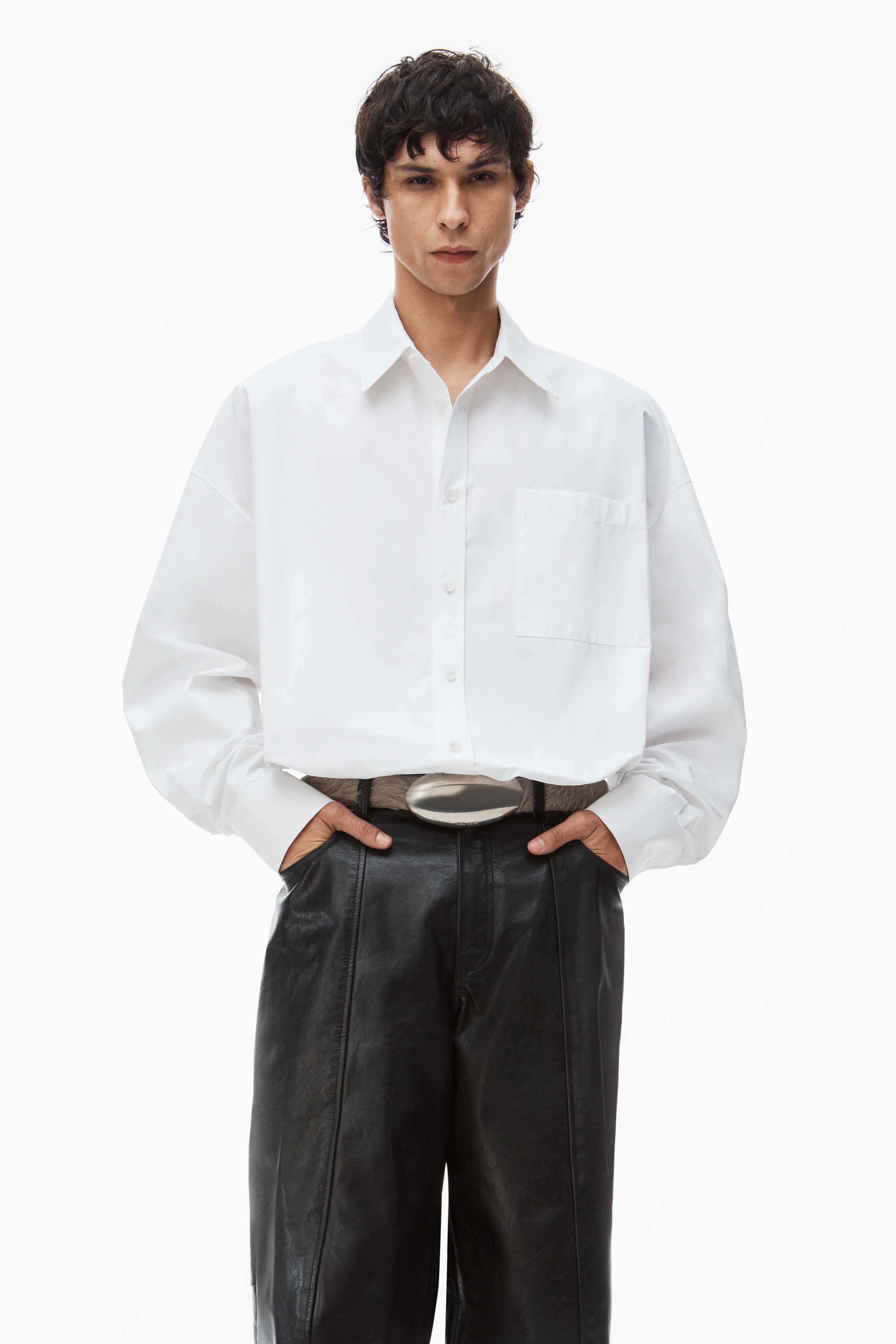 button down logo  shirt in cotton - 2