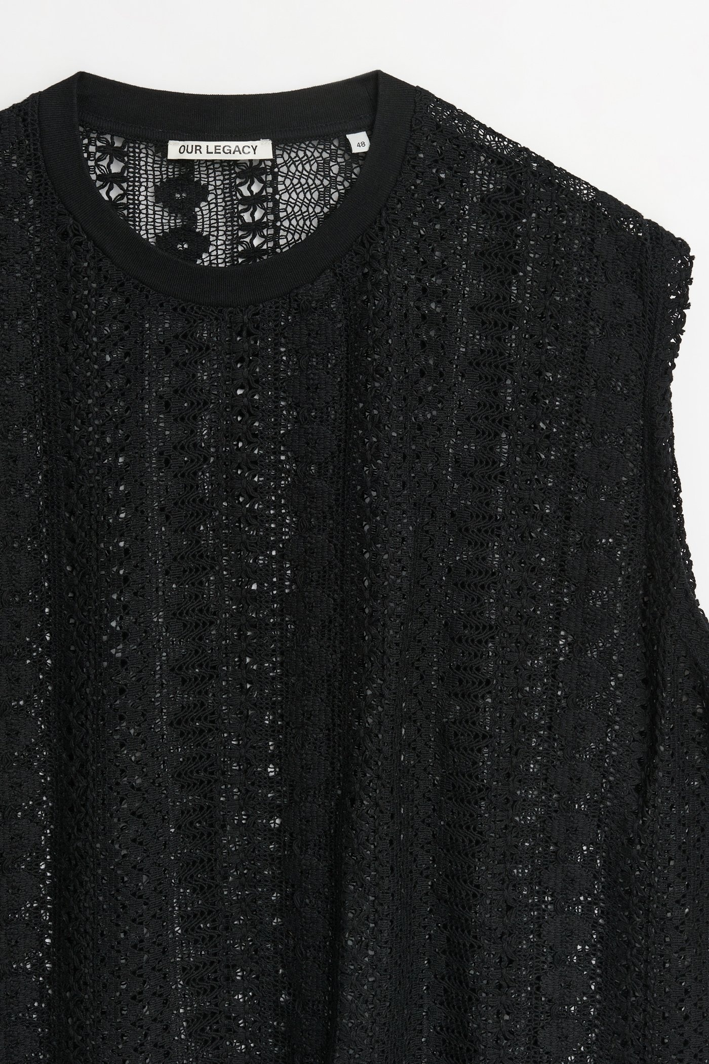 Box Sleeveless Black Cotton Crochet - 6