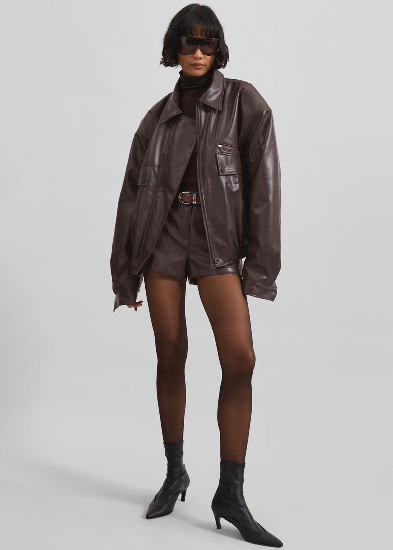 Belmont Faux Leather Jacket - Brown 7