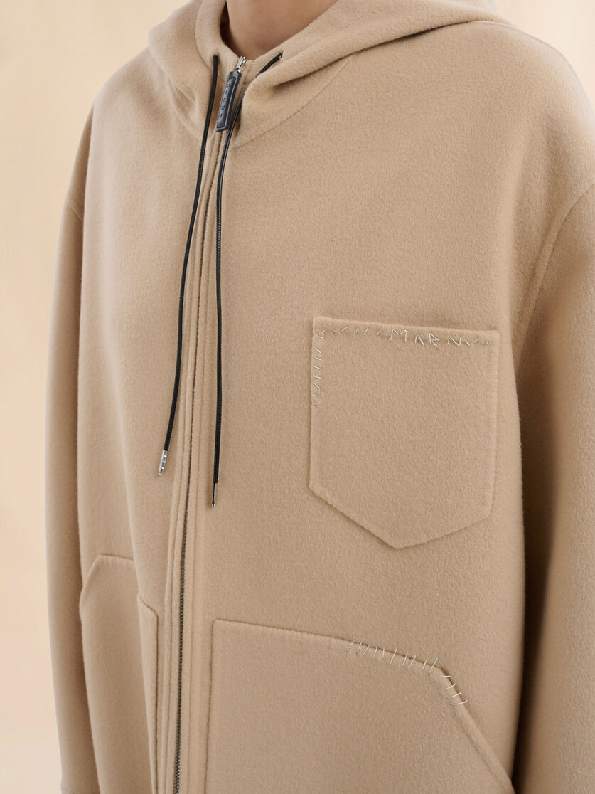 BEIGE WOOL-CASHMERE PARKA WITH MARNI MENDING - 5