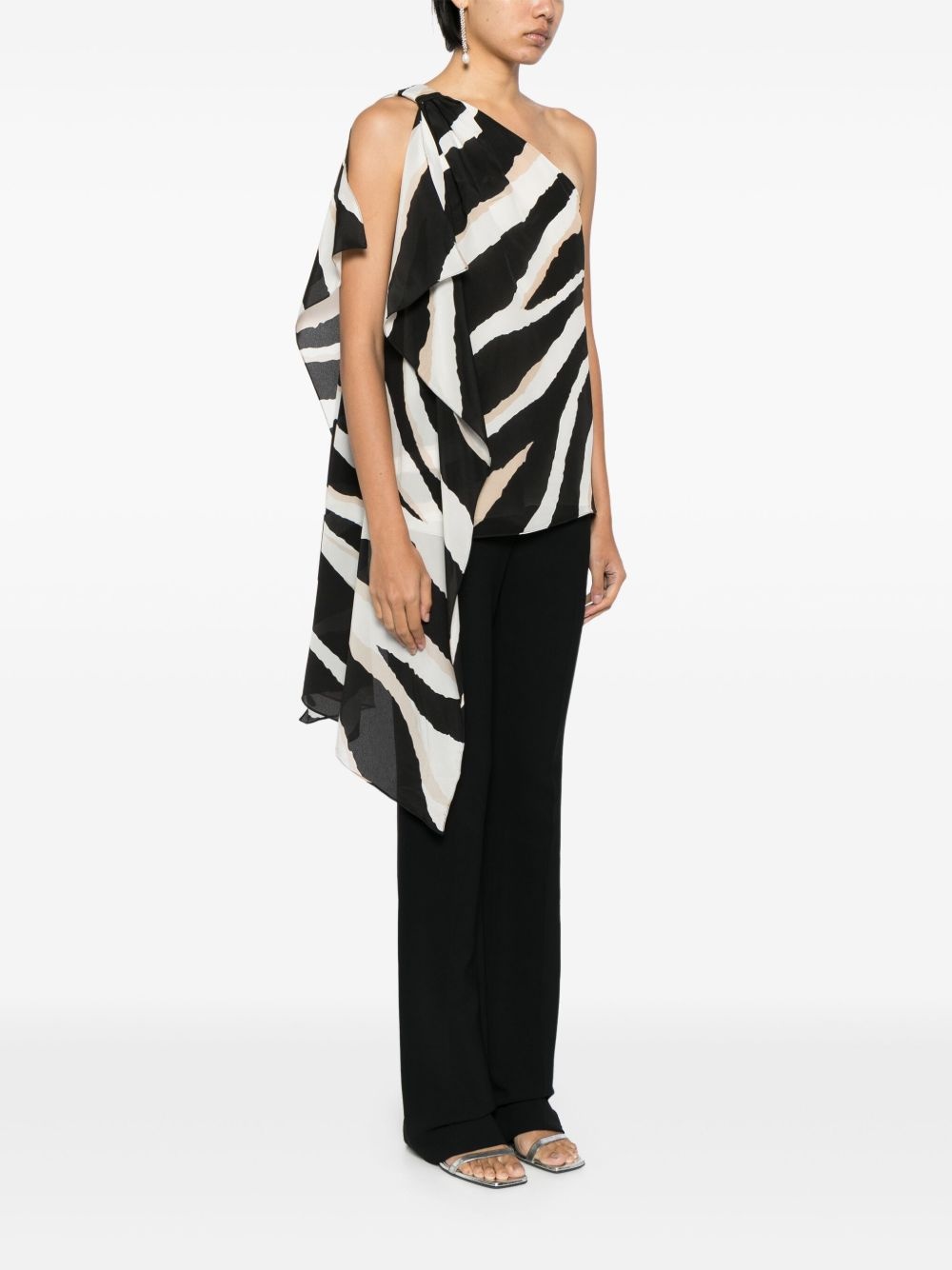 zebra-print silk top - 3