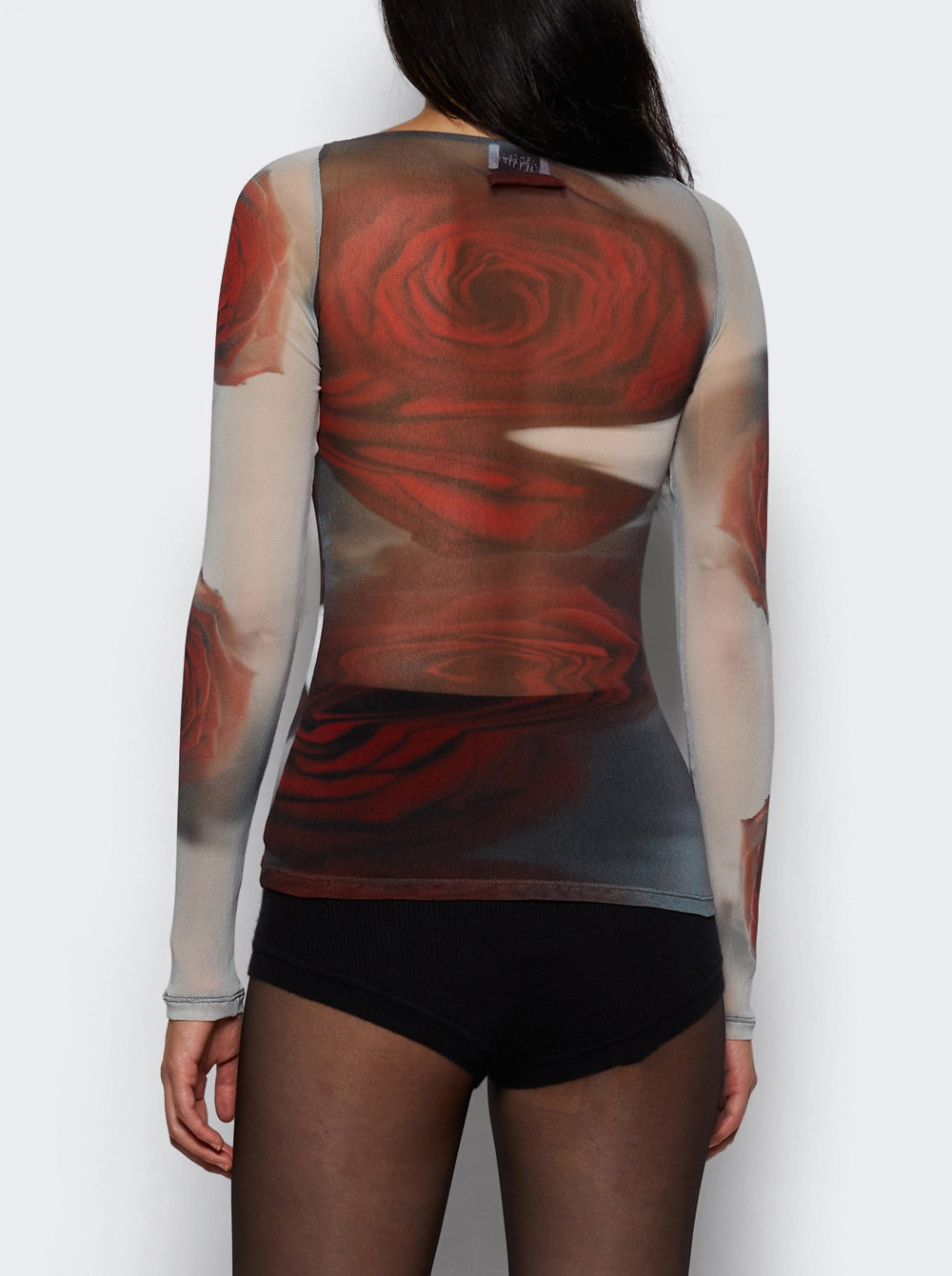 Printed Blurry Rose Top White And Grey - 4
