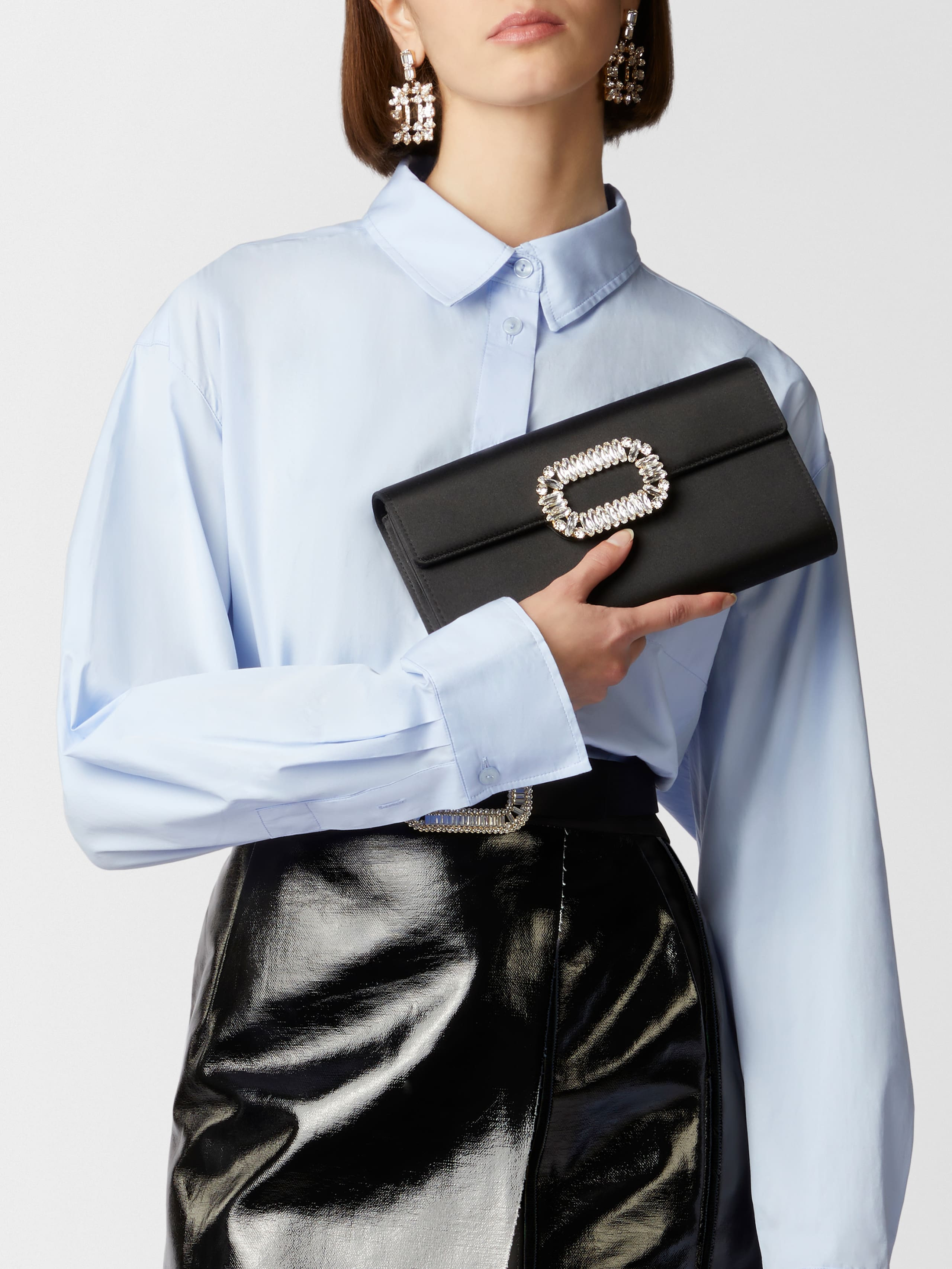 Sexy Choc Buckle Clutch in Satin - 9