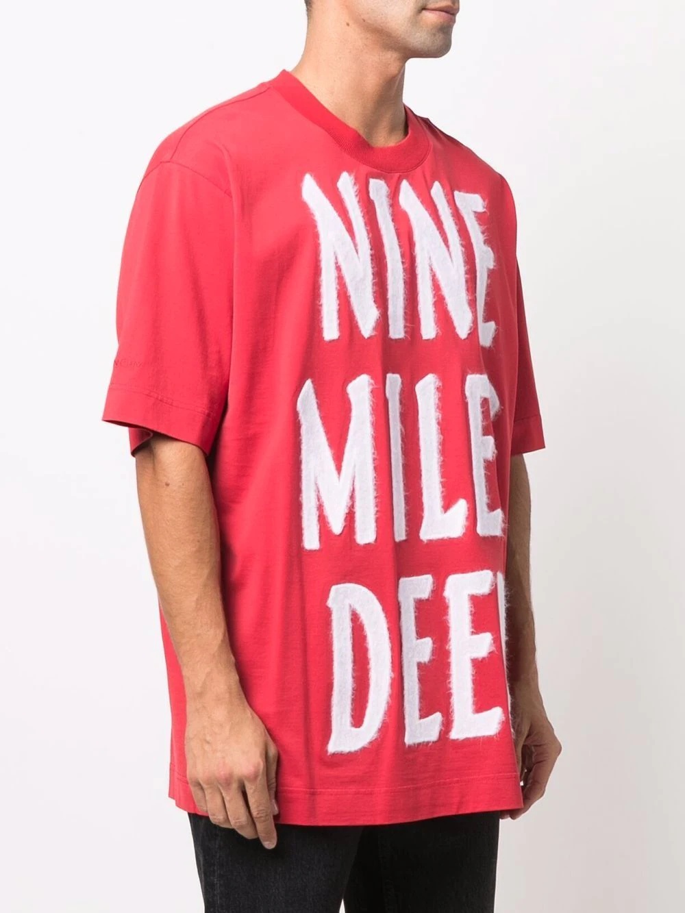 slogan-print drop-shoulder T-shirt - 3