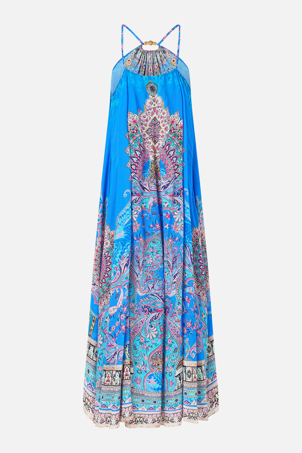 GATHER NECK HARDWARE MAXI DRESS - 8