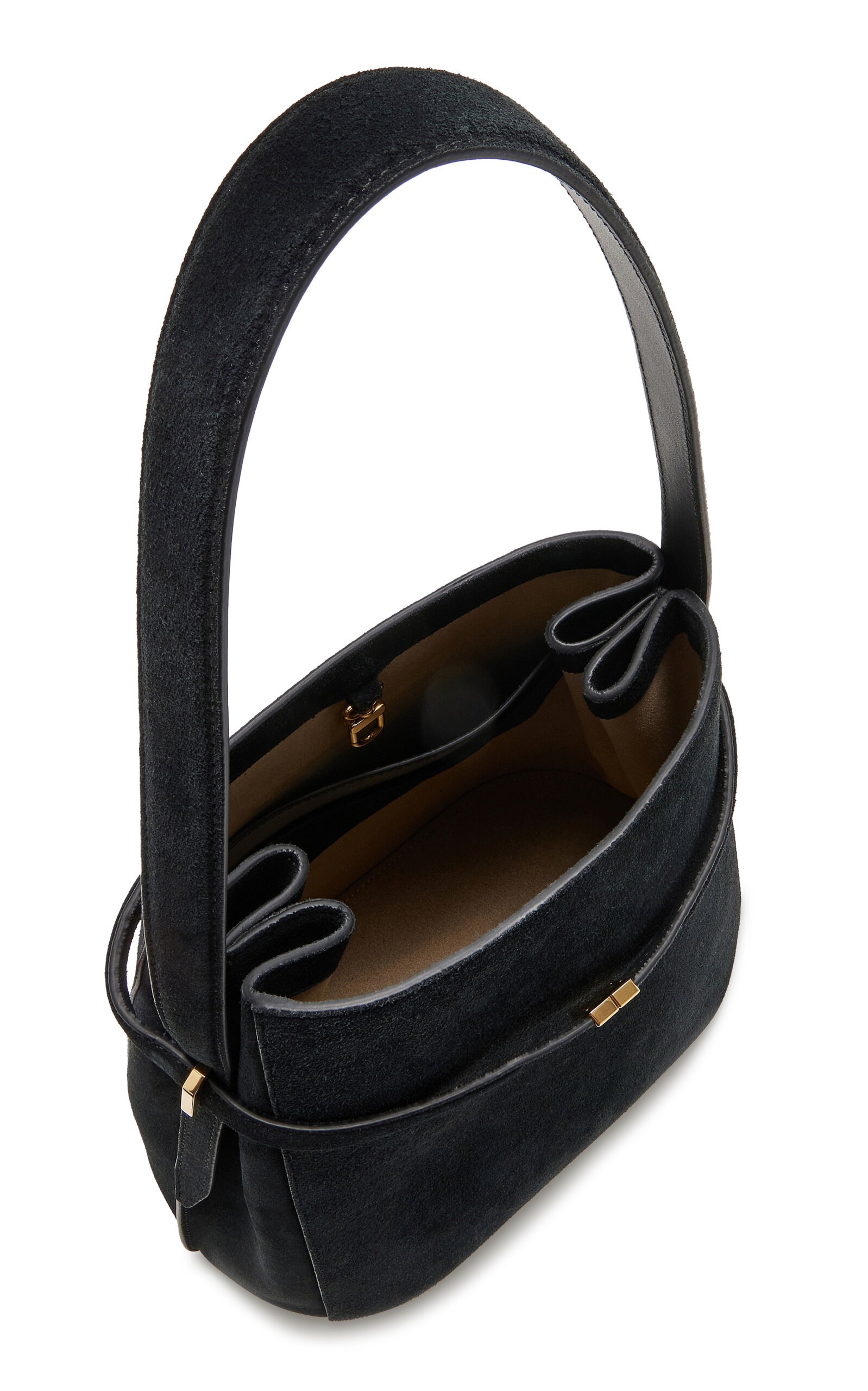 Belted Suede Bucket Bag black - 5
