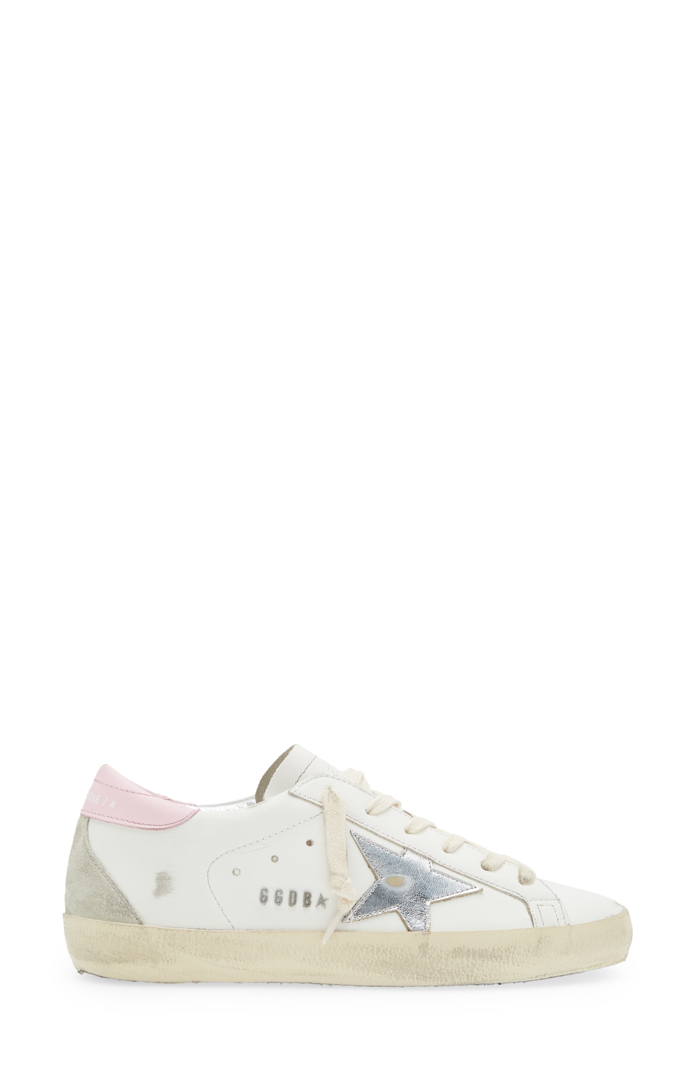 Golden Goose Super-Star Low Top Sneaker in White/Silver/Pink at Nordstrom - 3