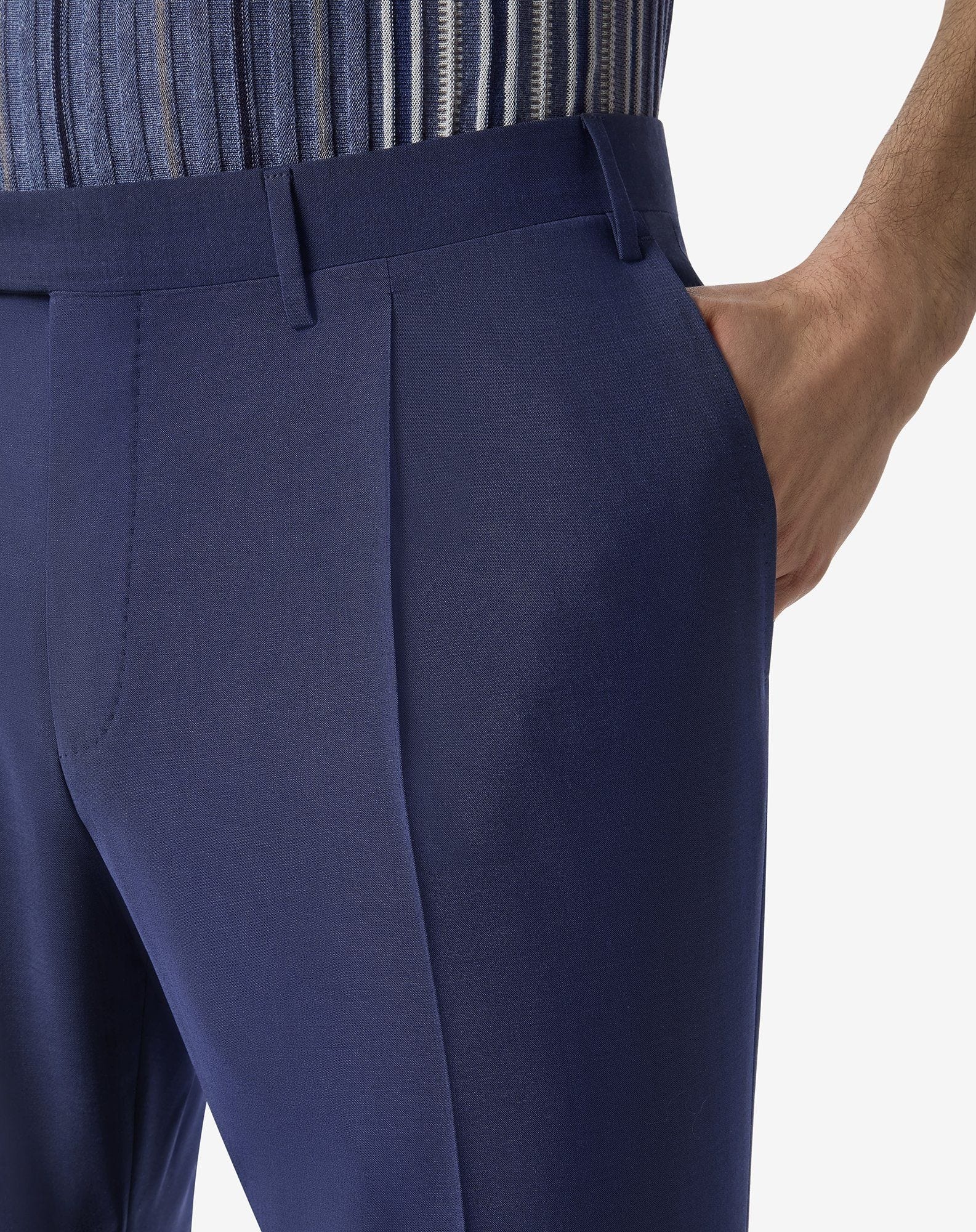Blue 120's stretch wool trousers - 3